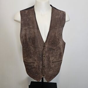 Scully Dark Brown Suede Men’s Leather Vest Vintage XL Western Rodeo Grandpacore